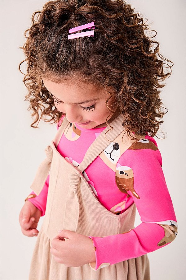 Salopete Marias Infantil Bege Khaki Bimbi