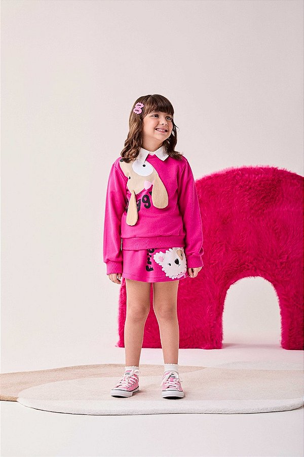 Conjunto De Moletom Dog Orelhas Pink Bimbi