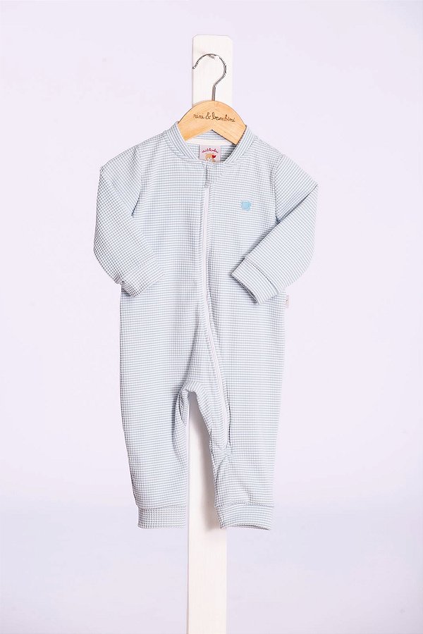 Macacao Bebe Azul Listras Nini E Bambini