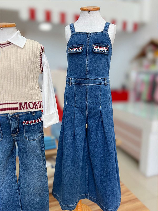 Jardineira Jeans Infantil Treicot Bolso Anime