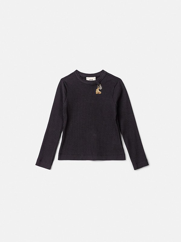 Blusa Infantil Essentials Canelada Preto Anime