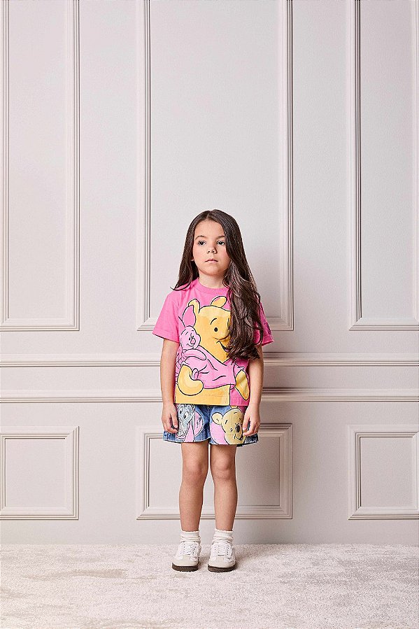 Blusa Infantil Leitao Pooh Rosa Anime