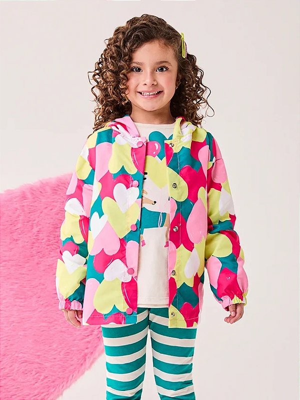 Casaco Infantil Com Botoes Coracoes Bimbi