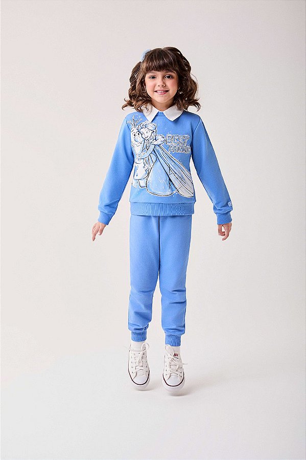 Conjunto Infantil De Moletom Azul Frozen Bimbi