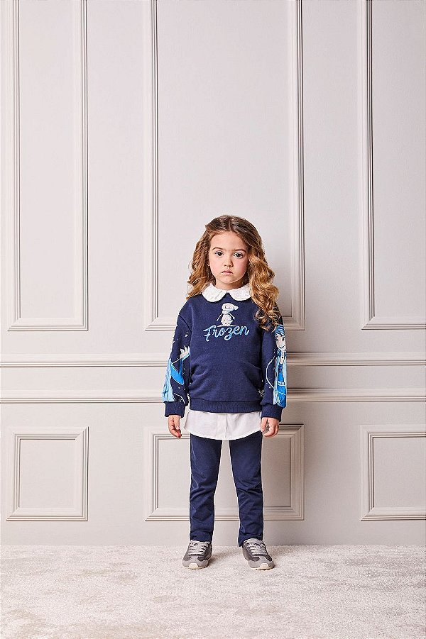 Blusao Frozen Infantil Azul Marinho Anime