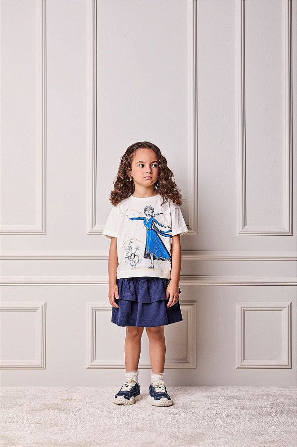 Conjunto Infantil Frozen Com Saia Babados Anime