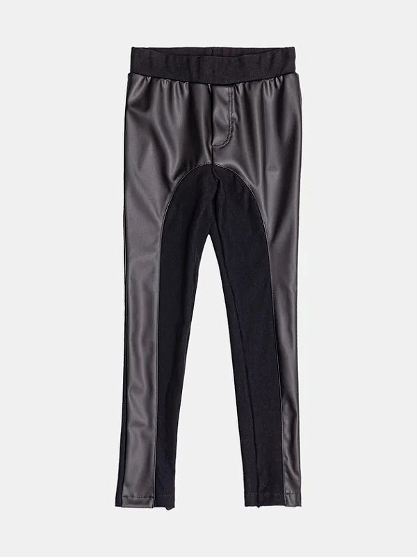 Legging Montaria Infantil Recorte Couro Preto Momi