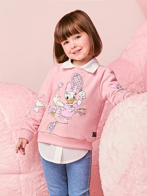 Casaco Moleton Infantil Daisy Rosa Momi