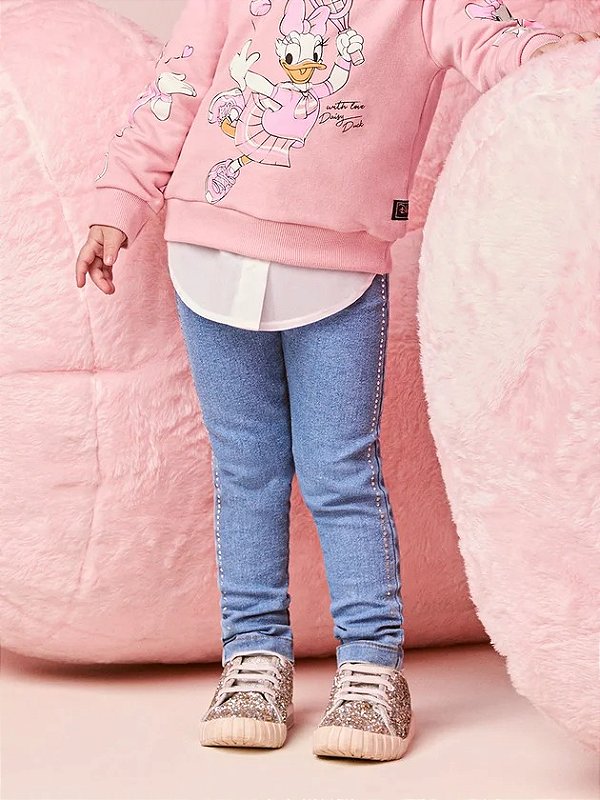 Calca Jeans Infantil Strass Jeans Momi