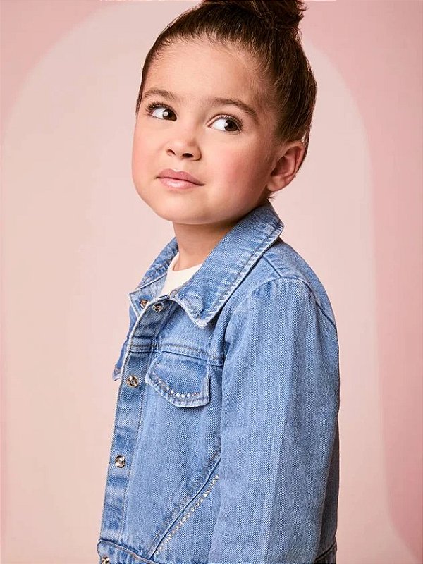 Jaqueta Jeans Com Strass Infantil Momi