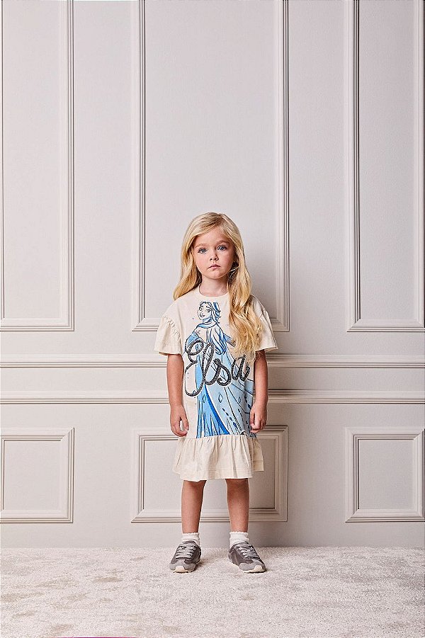 Vestido Infantil Malha Elsa Frozen Anime