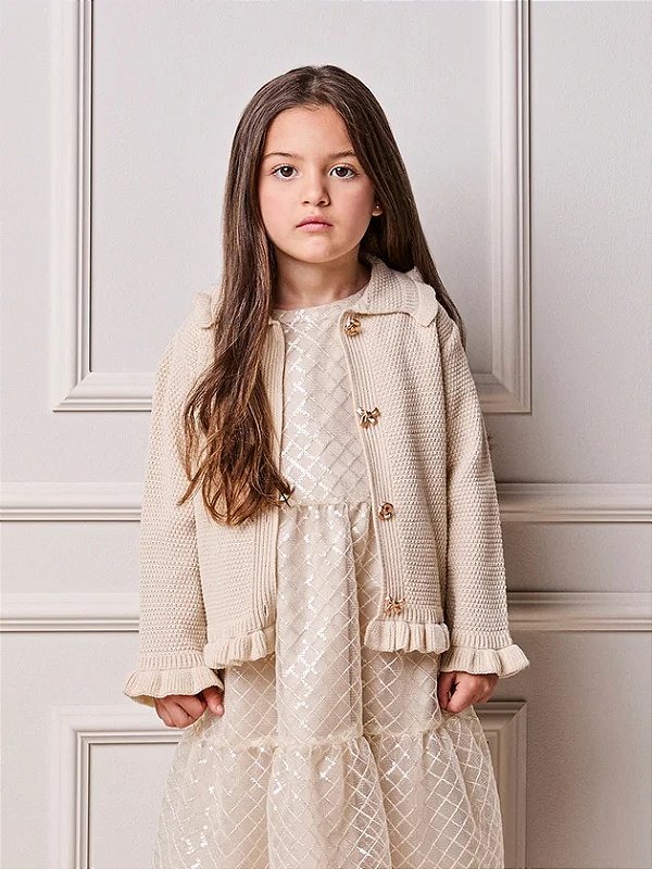 Casaco Em Tricot Infantil Cru Anime