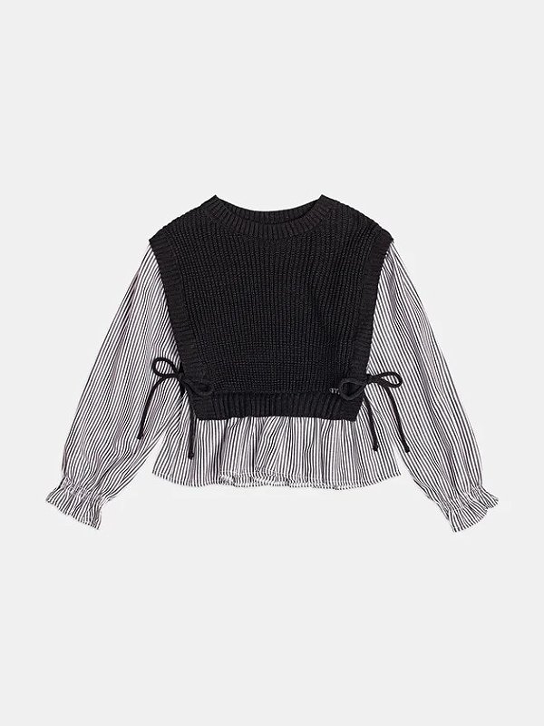Colete Tricot Com Camisa Preto Momi