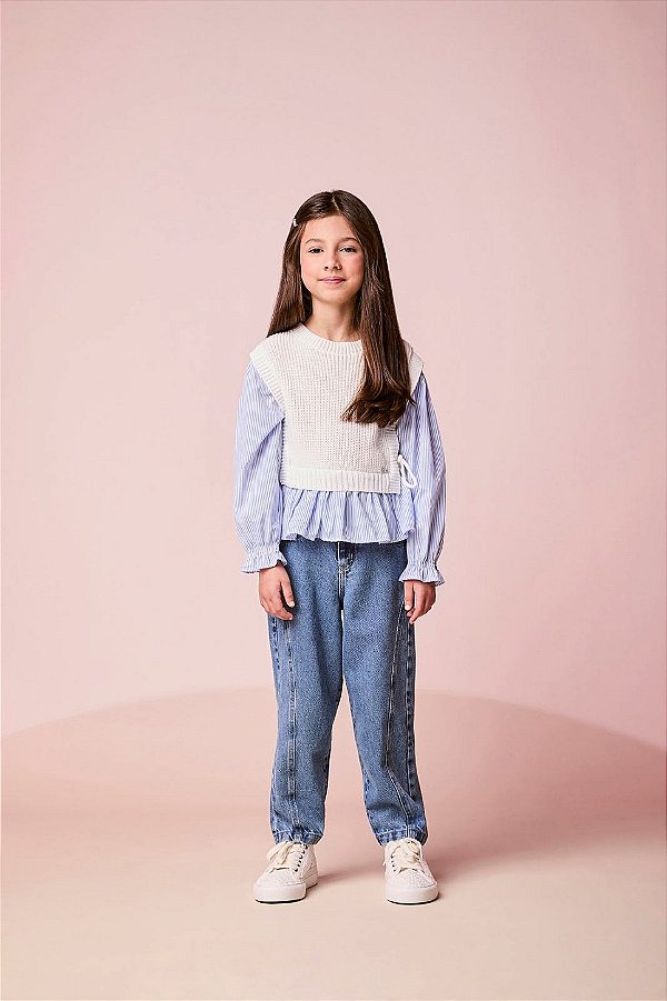 Colete Tricot Com Camisa Off White Anime
