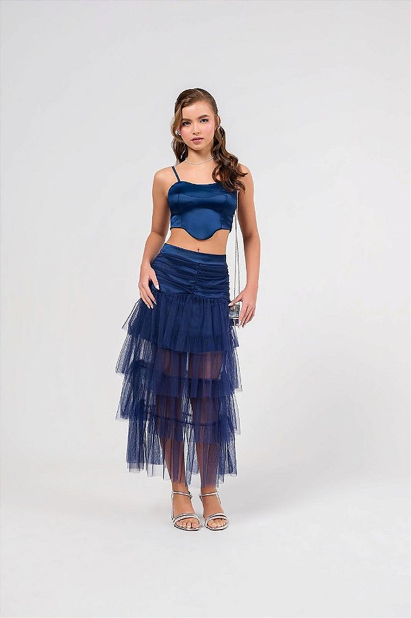 Look Marinho Com Tule Papillon Bobbyluu