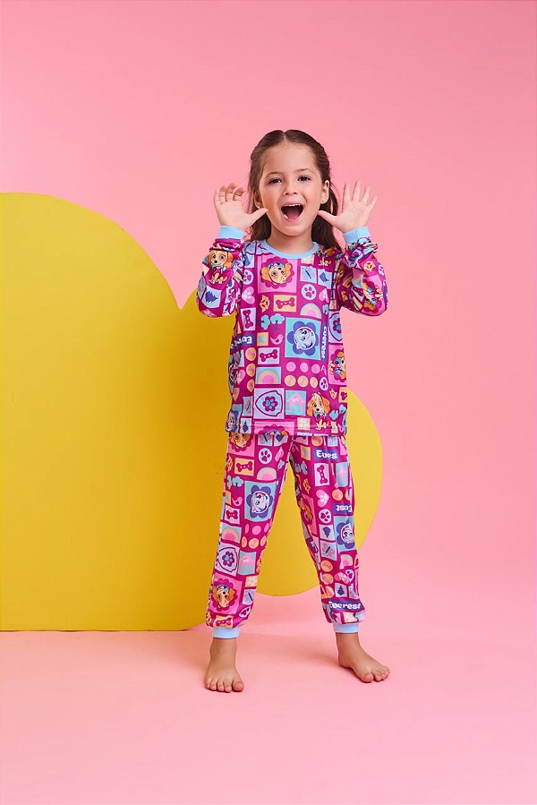 Pijama Infantil Suede Fechado Sky Patrulha Canina