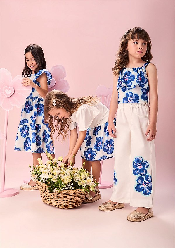 Conjunto Infantil Aloha Saia Flores Momi
