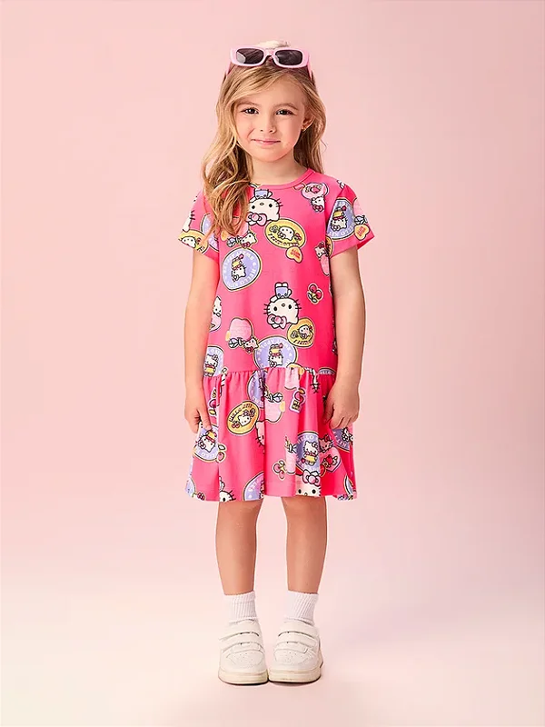Vestido Infantil Etiquetas Hello Kitty Momi
