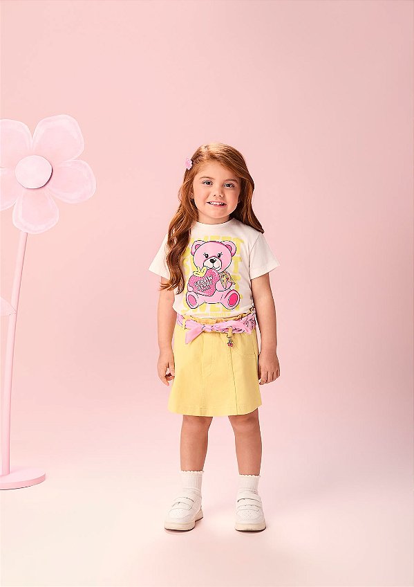 Shorts Infantil Saia Sarja Verde Citris Momi