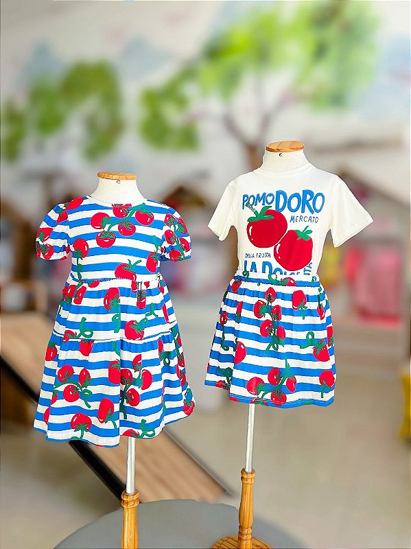 Vestido Infantil Tomates Listras Bimbi