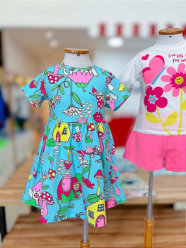 Vestido Infantil Jardim Fadas Bimbi