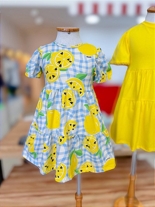 Vestido Infantil Limoes Xadrez Bimbi