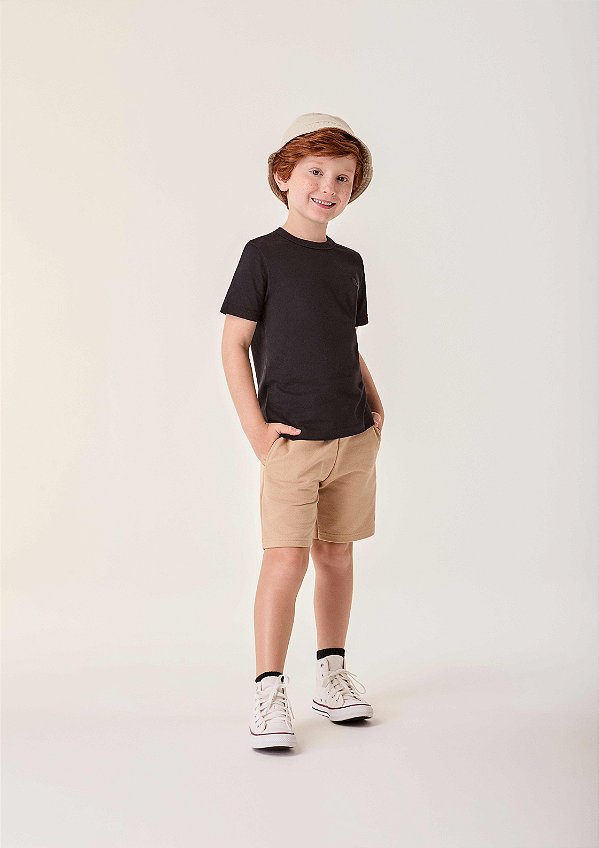 Bermuda Infantil De Moletom Bege Bimbi