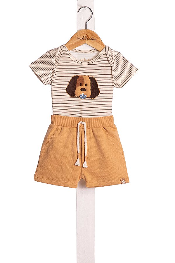 Conjunto Bebe Listrado Cachorrinho Nini Bambine