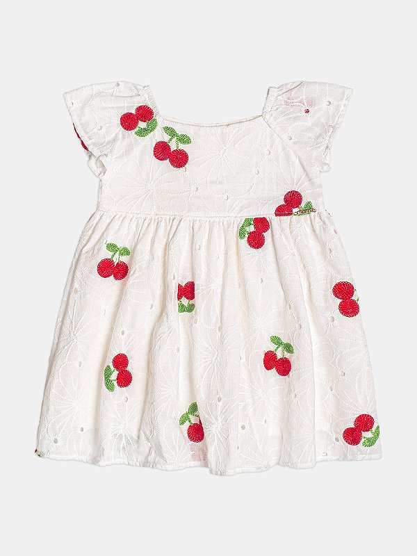 Vestido Bebe Laise Bordado Cerejas Momi
