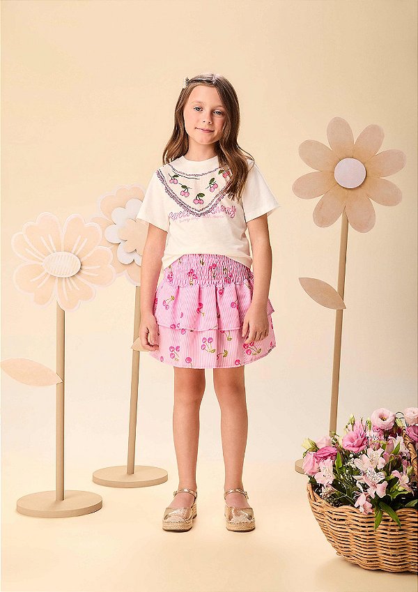 Conjunto Infantil Com Saia Sweet Cherry Momi