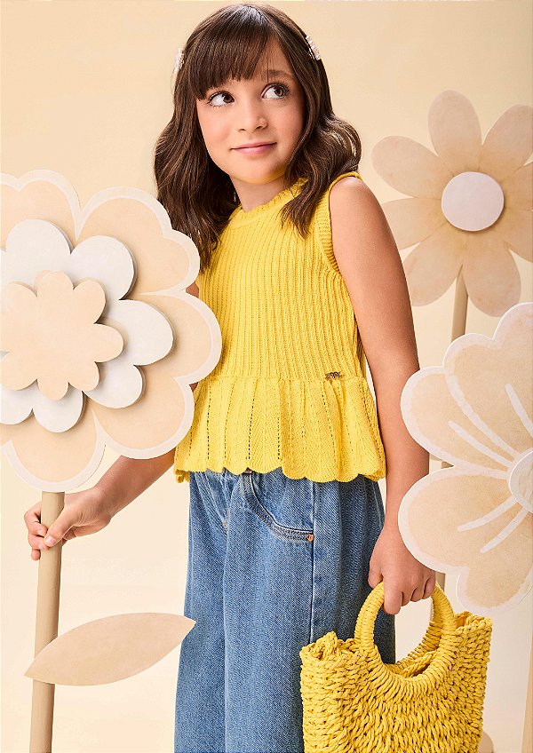 Regata Infantil De Tricot Amarelo Momi