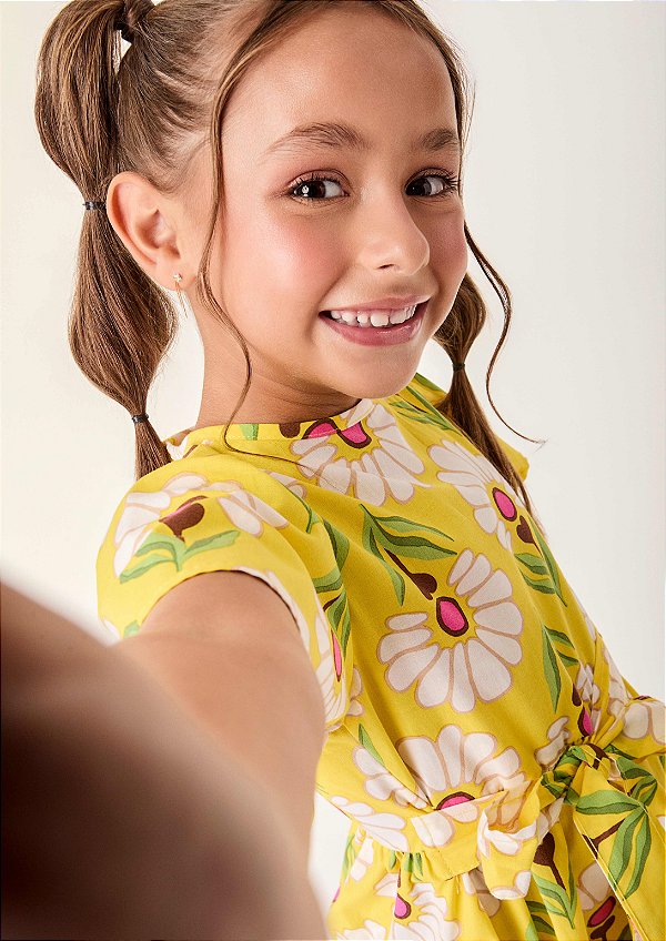 Vestido Infantil Flores Retro Bimbi