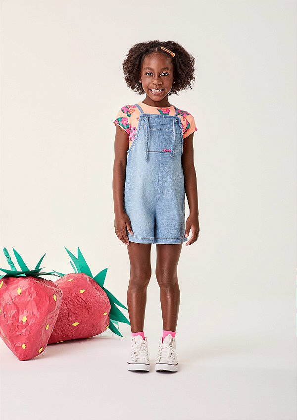 Jardineira Jeans Infantil Bimbi