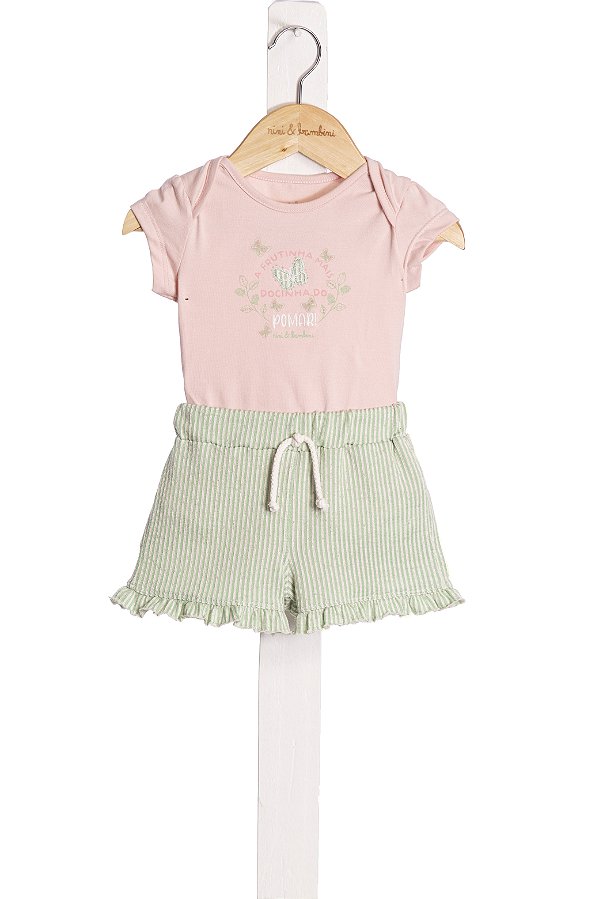 Conjunto Body E Short Bebe Pomar Nini Bambine
