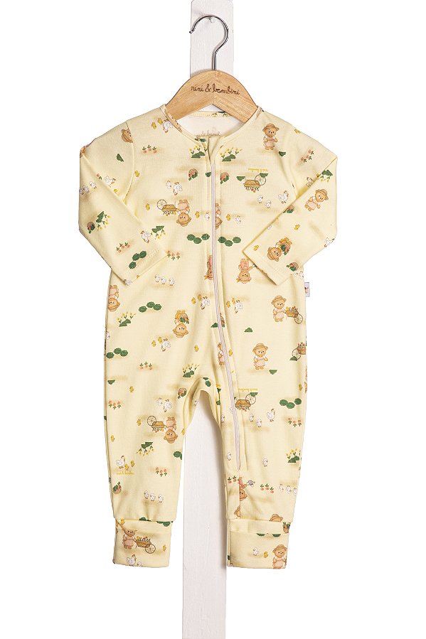 Macacao Bebe Amarelo Fazendinha Jaca Lele