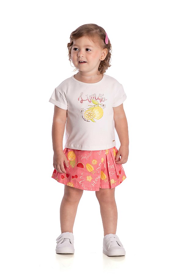 Conjunto Blusa E Short Infantil Limão Jaca Lele
