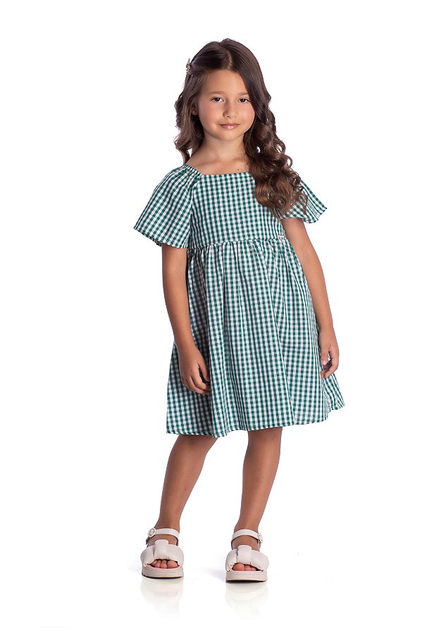 Vestido Infantil Xadrez Verde Nini Bambine