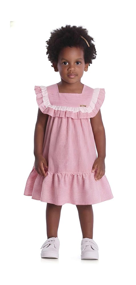Vestido Infantil Listras Vermelho Nini Bambine