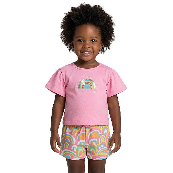 Conjunto Infantil Arco Iris Com Shorts Jaca Lele