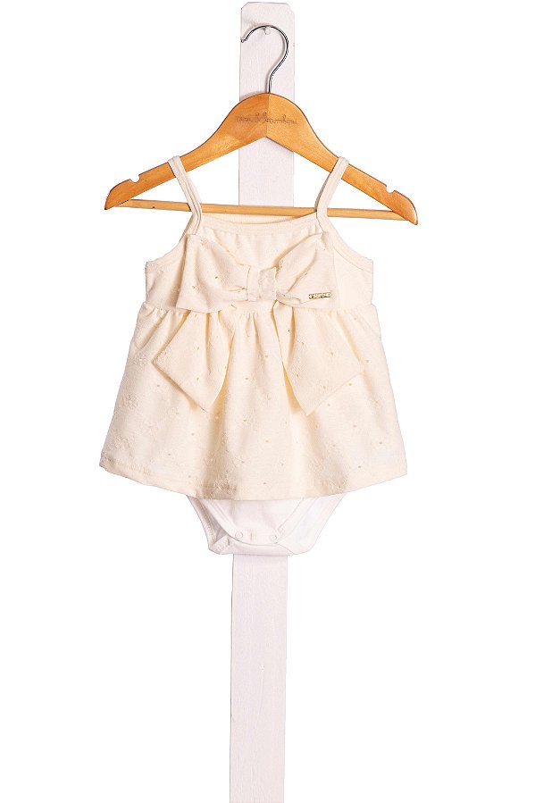 Vestido Body Bebe Off Com Laço Nini Bambine