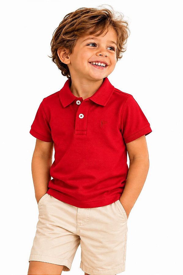 Camiseta Polo Infantil Vermelha Nini Bambine