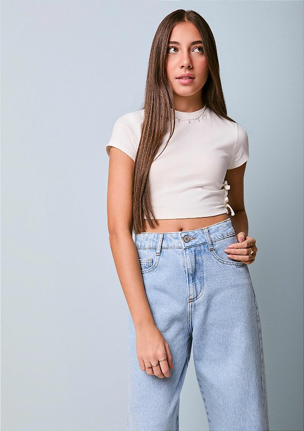Calca Wide Jeans Claro Authoria