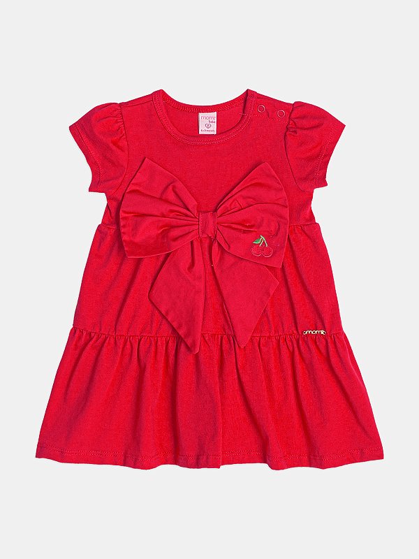 Vestido Bebe Patch Cereja Vermelho Momi