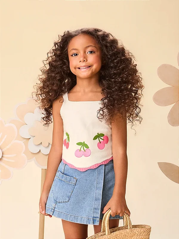 Blusa Infantil Tricot Patch Cerejas Momi