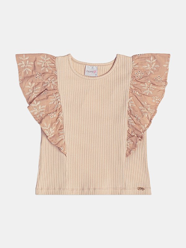 Blusa Infantil Canelada Babado Laise Momi