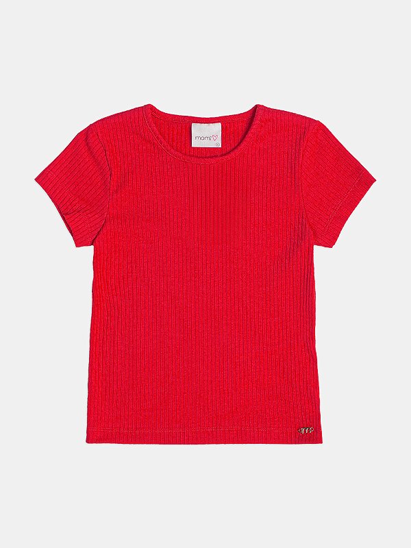 Blusa Infantil Canelada Vermelho Preppy Momi