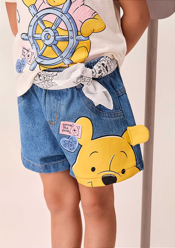Shorts Infantil Jeans Pooh Momi