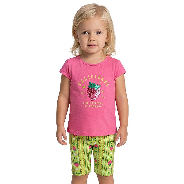 Conjunto Infantil Felicidade Morango Jaca Lele