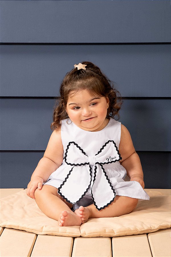 Vestido Com Body Bebe P&b Nini Bambine