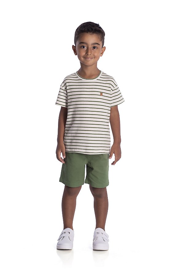 Conjunto Infantil Listras Verde Nini Bambine